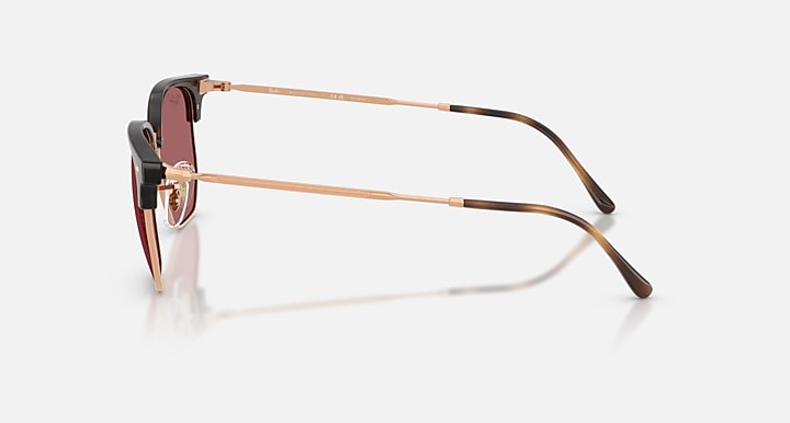 Ray-Ban NEW CLUBMASTER ONLINE ONLY LIMITED Havana On Rose Gold; Rose Gold with Polarized Purple Solid Color lenses - Lateral
