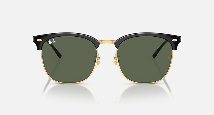 Ray-Ban RB4418D Black On Gold; Gold with Dark Green Solid Color lenses - Front