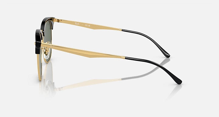 Ray-Ban RB4418D Black On Gold; Gold with Dark Green Solid Color lenses - Lateral