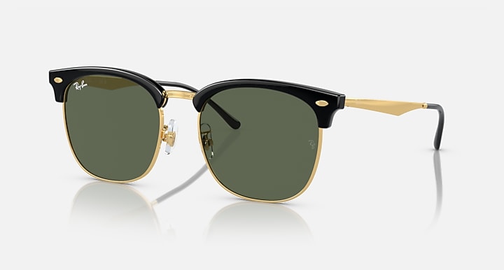 Ray-Ban RB4418D Black On Gold; Gold with Dark Green Solid Color lenses - Quarter