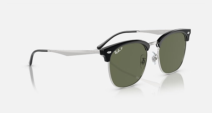 Ray-Ban RB4418D Black On Silver; Silver with Dark Green Polarized Solid Color lenses - Alternative