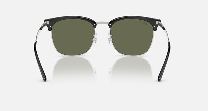 Ray-Ban RB4418D Black On Silver; Silver with Dark Green Polarized Solid Color lenses - Back