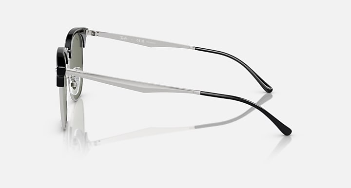 Ray-Ban RB4418D Black On Silver; Silver with Dark Green Polarized Solid Color lenses - Lateral