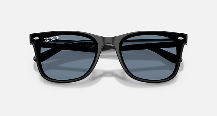 Ray-Ban RB4420 Black with Dark Blue Polarized Solid Color lenses - Closed Front