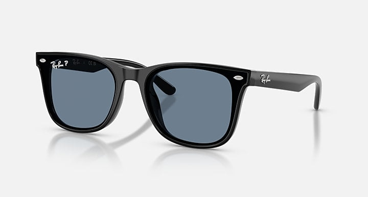 Ray-Ban RB4420 Black with Dark Blue Polarized Solid Color lenses - Quarter