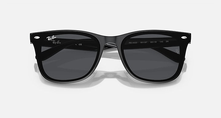 Ray-Ban RB4420 Black with Dark Grey Solid Color lenses - Closed Front