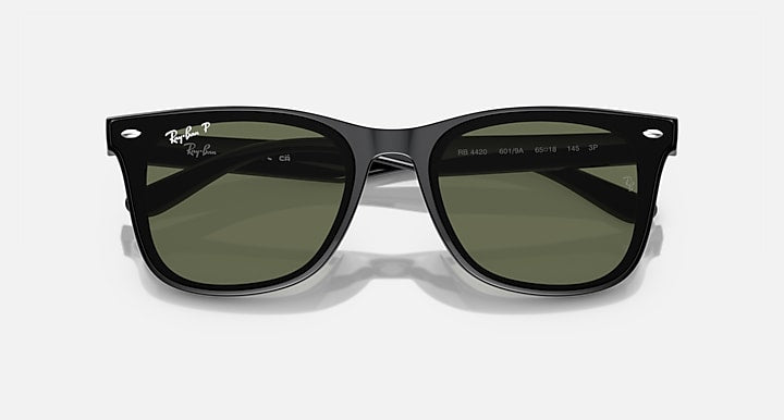 Ray-Ban RB4420 Black with Dark Green Polarized Solid Color lenses - Closed Front