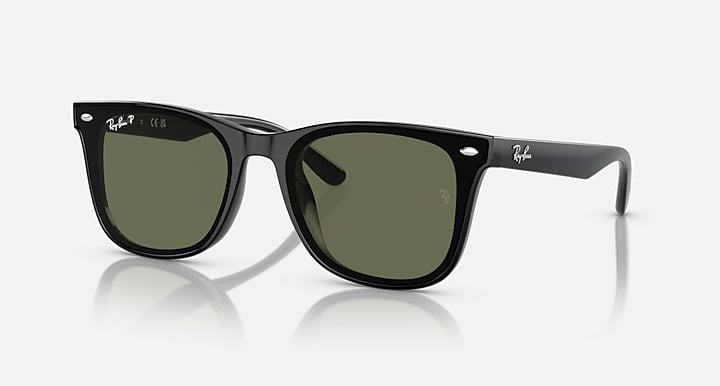 Ray-Ban RB4420 Black with Dark Green Polarized Solid Color lenses - Quarter