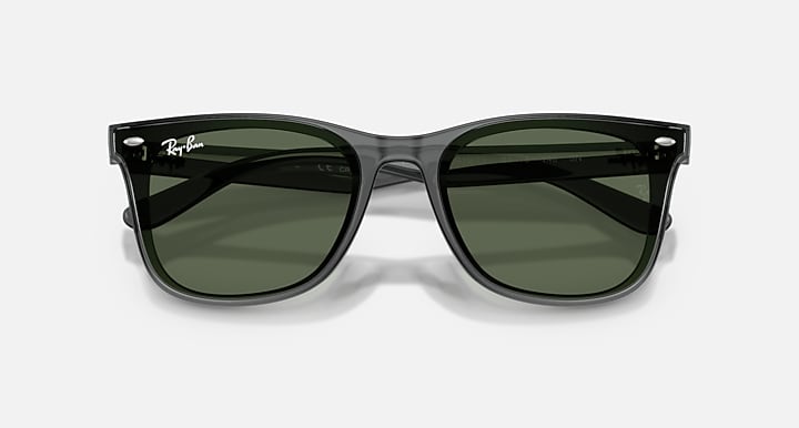 Ray-Ban RB4420 Transparent Grey with Dark Green Solid Color lenses - Closed Front