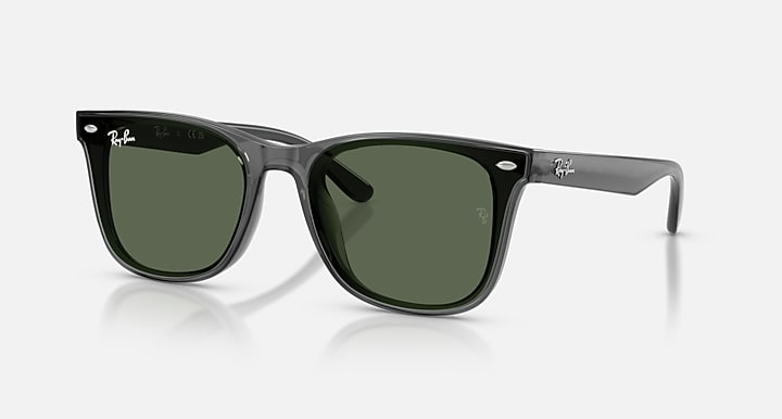 Ray-Ban RB4420 Transparent Grey with Dark Green Solid Color lenses - Quarter