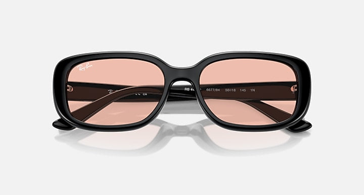 Ray-Ban RB4421D BIO-BASED Black with Dark Pink Solid Color lenses - Closed Front