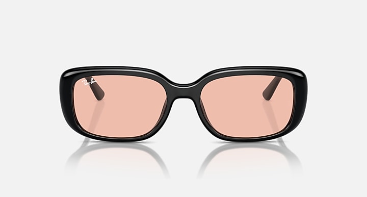 Ray-Ban RB4421D BIO-BASED Black with Dark Pink Solid Color lenses - Front