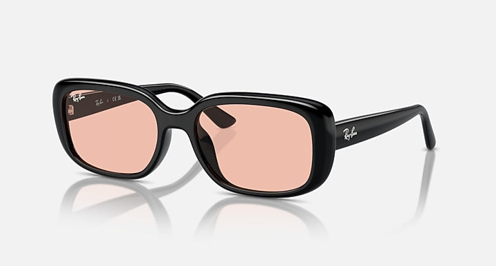 Ray-Ban RB4421D BIO-BASED Black with Dark Pink Solid Color lenses - Quarter