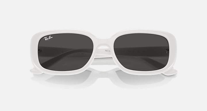 Ray-Ban RB4421D BIO-BASED White with Dark Grey Solid Color lenses - Closed Front