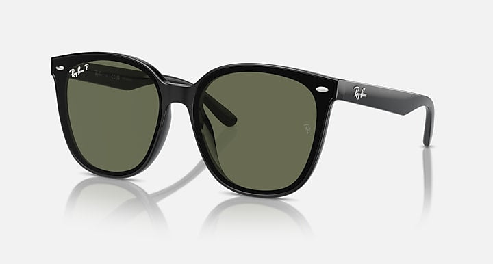 Ray-Ban RB4423D Black with Dark Green Polarized Solid Color lenses - Quarter