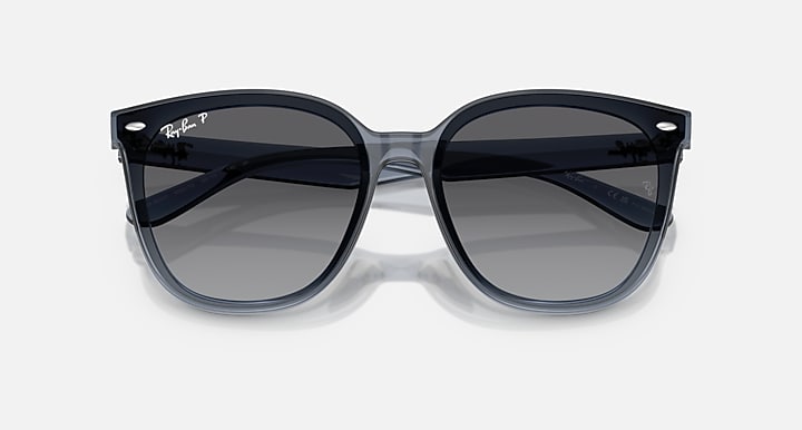 Ray-Ban RB4423D Dark Transparent Blue with Grey Gradient Polarized Gradient lenses - Closed Front