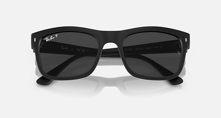 Ray-Ban RB4428 Black with Black Polarized Solid Color lenses - Closed Front