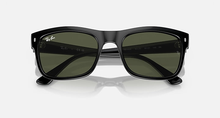 Ray-Ban RB4428 Black with Green Solid Color lenses - Closed Front