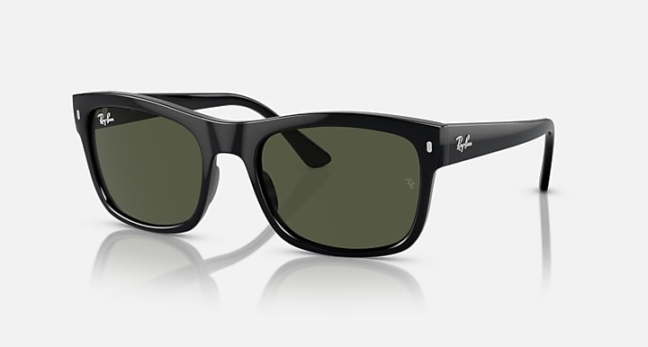 Ray-Ban RB4428 Black with Green Solid Color lenses - Quarter