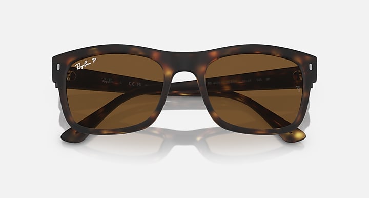 Ray-Ban RB4428 Havana with Brown Polarized Solid Color lenses - Closed Front