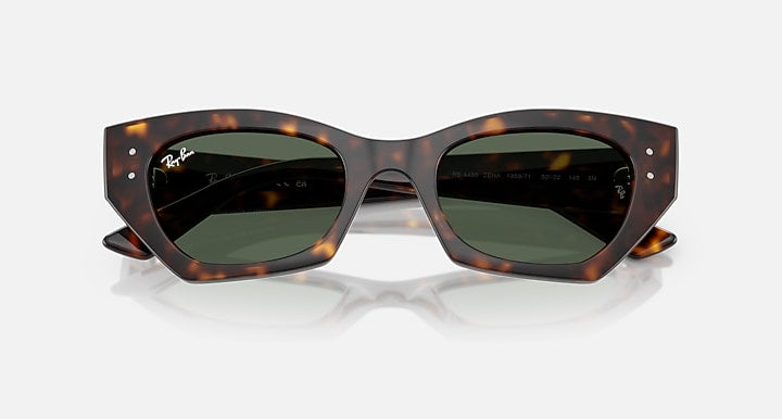 Ray-Ban ZENA BIO-BASED Havana with Dark Green Solid Color lenses - Closed Front