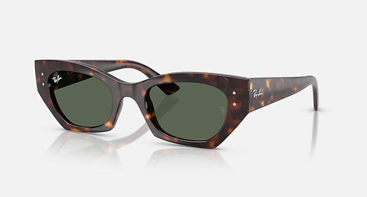 Ray-Ban ZENA BIO-BASED Havana with Dark Green Solid Color lenses - Quarter