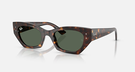 Ray-Ban ZENA BIO-BASED Havana with Dark Green Solid Color lenses - Quarter