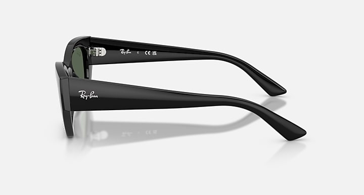 Ray-Ban ZENA BIO-BASED Black with Dark Green Solid Color lenses - Lateral