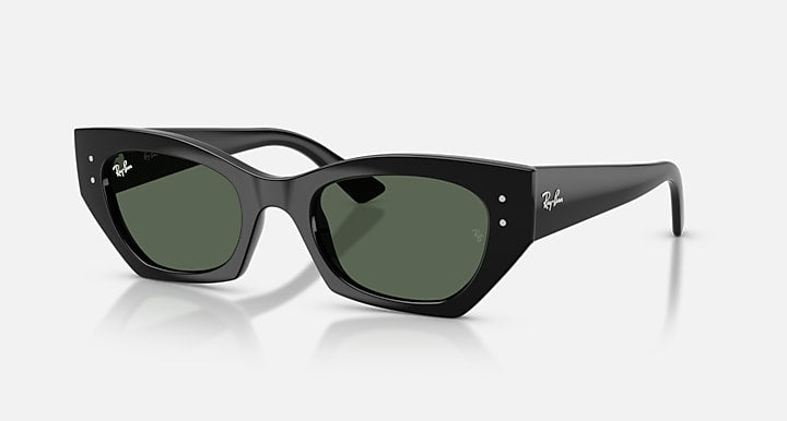 Ray-Ban ZENA BIO-BASED Black with Dark Green Solid Color lenses - Quarter