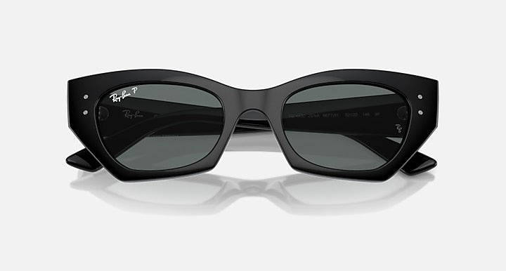 Ray-Ban ZENA BIO-BASED Black with Dark Grey Polarized Solid Color lenses - Closed Front