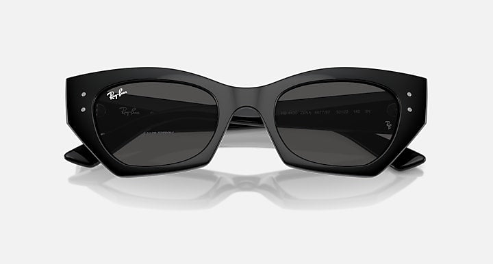 Ray-Ban ZENA BIO-BASED Black with Dark Grey Solid Color lenses - Closed Front