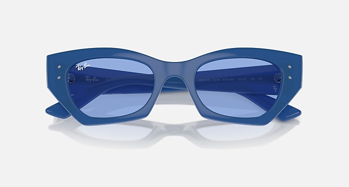 Ray-Ban ZENA BIO-BASED LIMITED Electric Blue with Blue Solid Color lenses - Closed Front