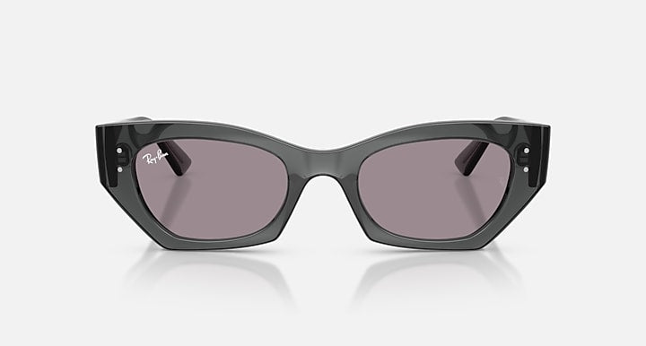 Ray-Ban ZENA BIO-BASED Transparent Grey with Dark Violet Solid Color lenses - Front