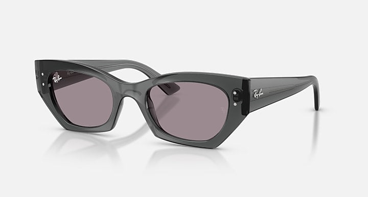 Ray-Ban ZENA BIO-BASED Transparent Grey with Dark Violet Solid Color lenses - Quarter