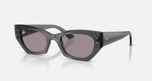 Ray-Ban ZENA BIO-BASED Transparent Grey with Dark Violet Solid Color lenses - Quarter
