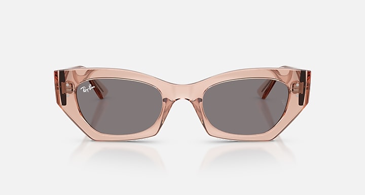 Ray-Ban ZENA BIO-BASED Transparent Pink with Brown Solid Color lenses - Front