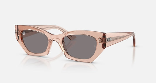 Ray-Ban ZENA BIO-BASED Transparent Pink with Brown Solid Color lenses - Quarter