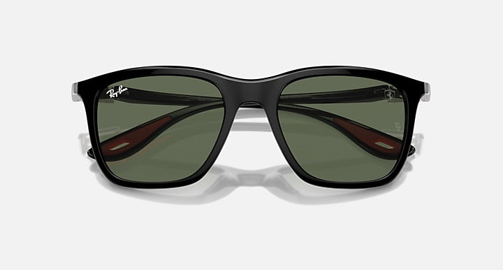 Ray-Ban RB4433M SCUDERIA FERRARI COLLECTION Black with Dark Green Solid Color lenses - Closed Front