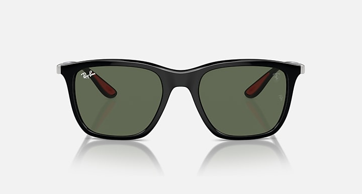 Ray-Ban RB4433M SCUDERIA FERRARI COLLECTION Black with Dark Green Solid Color lenses - Front
