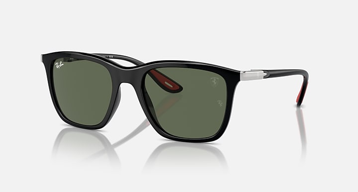 Ray-Ban RB4433M SCUDERIA FERRARI COLLECTION Black with Dark Green Solid Color lenses - Quarter