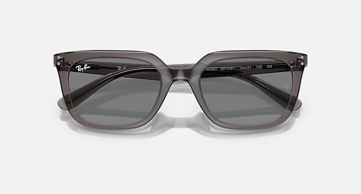 Ray-Ban RB4439D Transparent Grey with Dark Grey Solid Color lenses - Closed Front