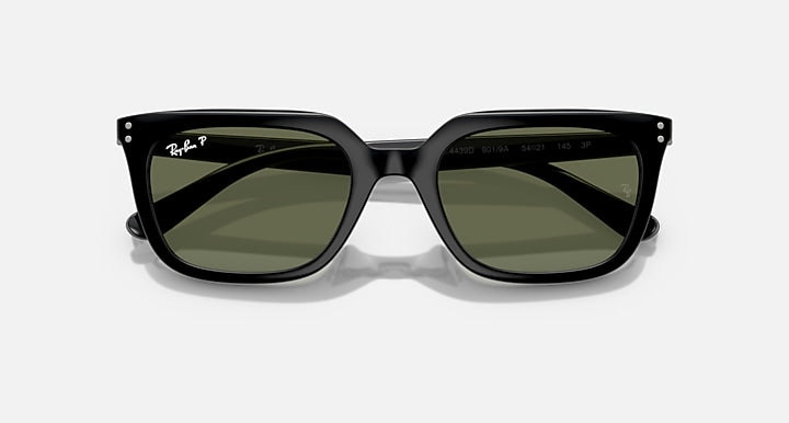 Ray-Ban RB4439D Black with Dark Green Polarized Solid Color lenses - Closed Front