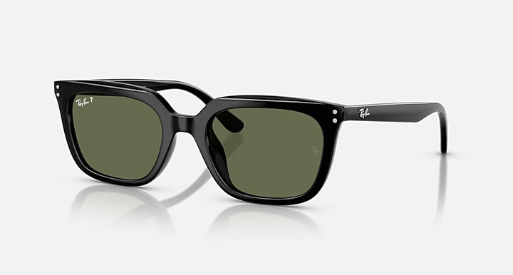 Ray-Ban RB4439D Black with Dark Green Polarized Solid Color lenses - Quarter