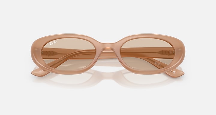 Ray-Ban RB4441D BIO-BASED Opal Beige with Light Brown Solid Color lenses - Closed Front