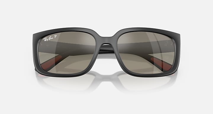 Ray-Ban RB4443M SCUDERIA FERRARI COLLECTION POLARIZED+ LENSES Black; Matte Black with Grey Mirror Polarized+ Polarized+ lenses - Closed Front