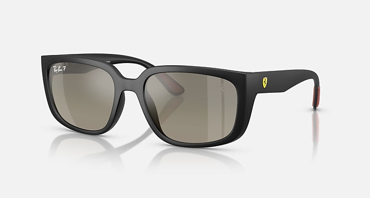 Ray-Ban RB4443M SCUDERIA FERRARI COLLECTION POLARIZED+ LENSES Black; Matte Black with Grey Mirror Polarized+ Polarized+ lenses - Quarter