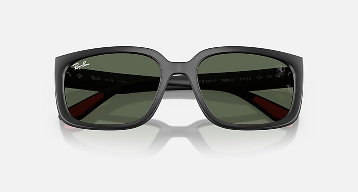 Ray-Ban RB4443M SCUDERIA FERRARI COLLECTION Black; Matte Black with Dark Green Solid Color lenses - Closed Front