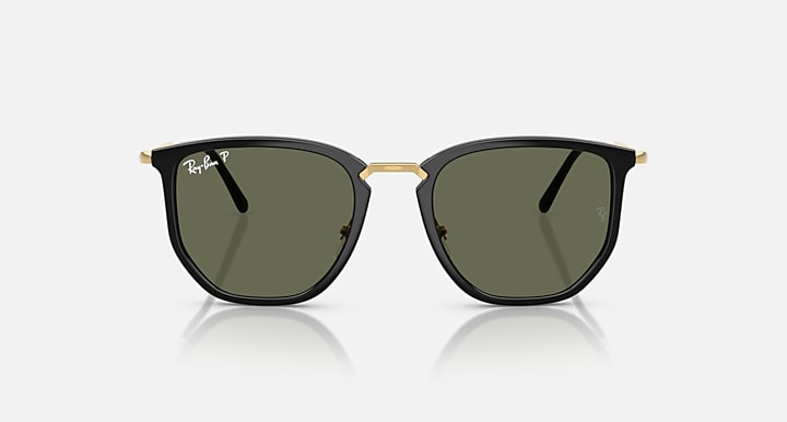 Ray-Ban RB4451 Black; Arista Gold with Polarized Green Solid Color lenses - Front