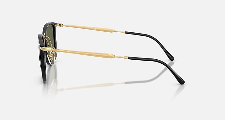 Ray-Ban RB4451 Black; Arista Gold with Polarized Green Solid Color lenses - Lateral