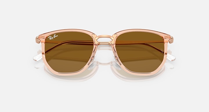 Ray-Ban RB4451 Transparent Beige; Rosegold with Brown Solid Color lenses - Closed Front